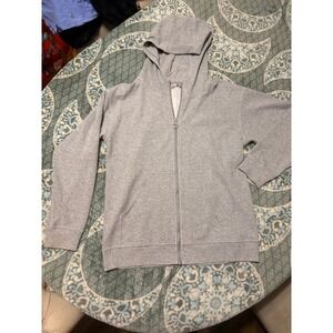 Lululemon Scuba Full Zip Hoodie Grey Textured Jacquard Knit Womens Size 8